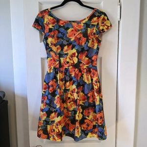 Semiformal Floral Cap Sleeve Fall Dress